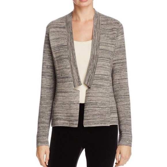 Eileen Fisher Oat Simple Cardigan Tencel Organic Cotton Petite Medium NWT $288 - Picture 2 of 12